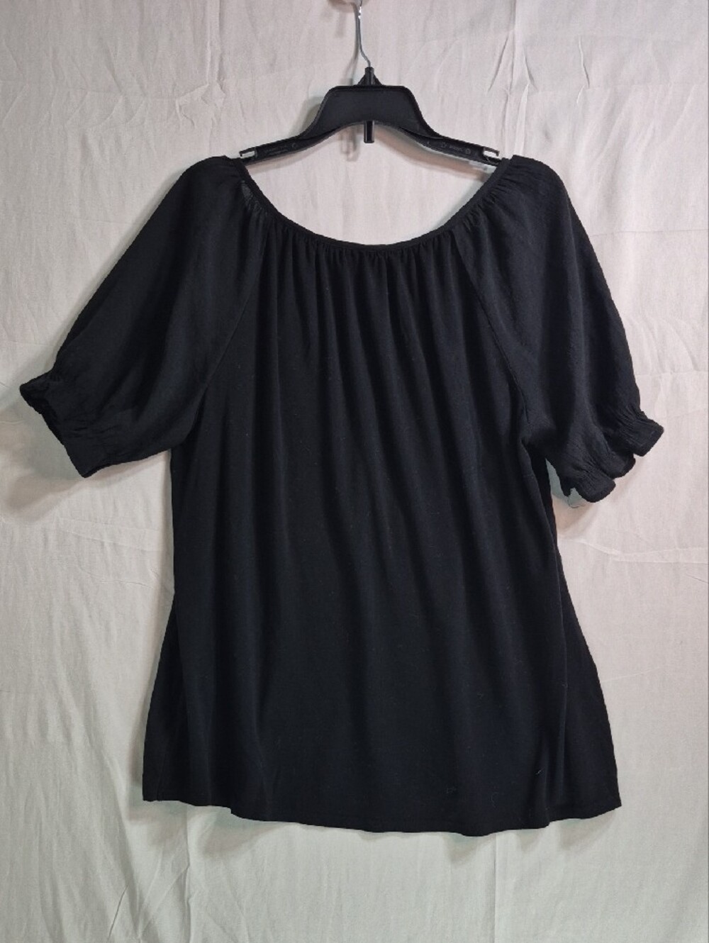 Flower & Feather Black V-Neck Peasant Top with Floral Embroidery - Picture 4 of 4